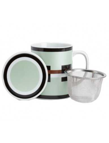 GRAPHIK - Mug vert métallisé avec filtre et couvercle
